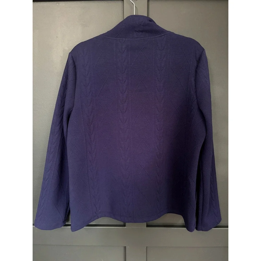 Laurel‎ Grey Textured Zip Jacket Navy Minimalist Quiet Luxury Career L